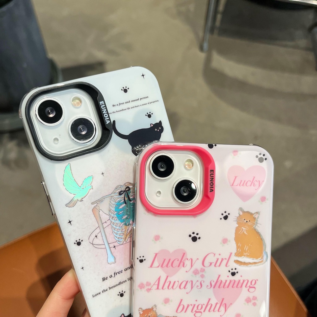 Ốp Điện Thoại Tpu Mềm Trong Suốt Họa Tiết Mèo Hoạt Hình Hai Mặt Cho iPhone 14 13 12 11Pro Max