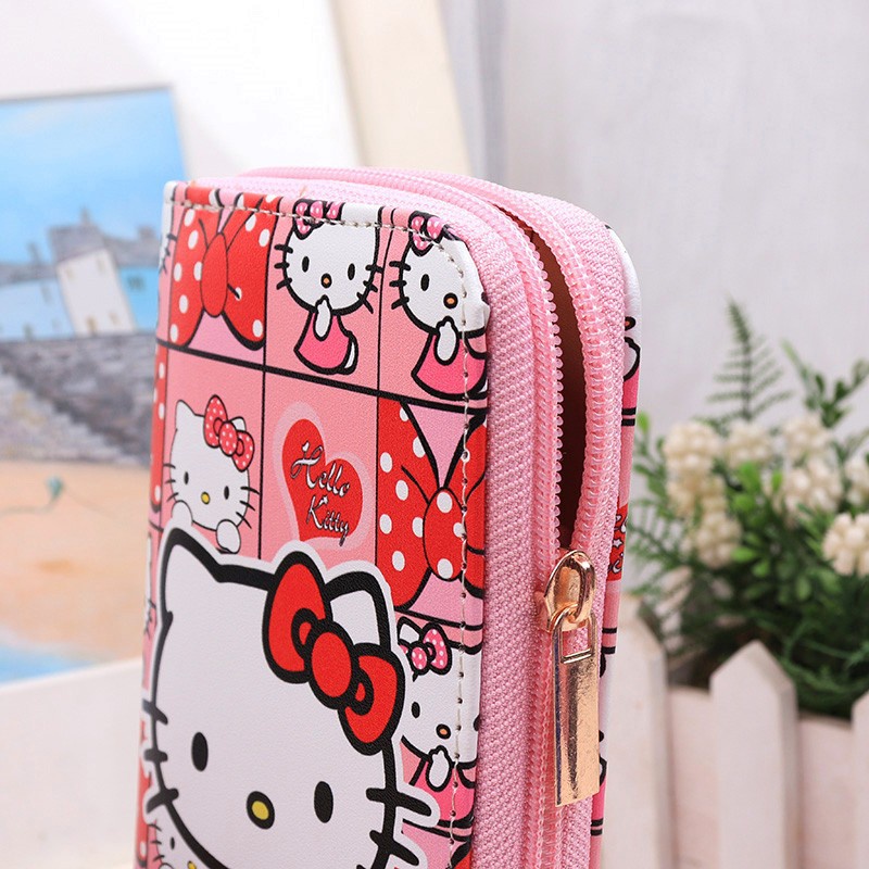 Ví Khóa Kéo Nhiều Ngăn Họa Tiết Hoạt Hình Hello Kitty Zero Đáng Yêu Dành Cho Nữ