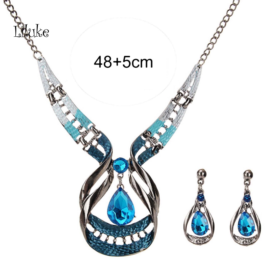 Set 2 Vòng cổ Và Đôi Khuyên Tai Đính Đá Thời Trang Thanh Lịch Dành Cho Nữ