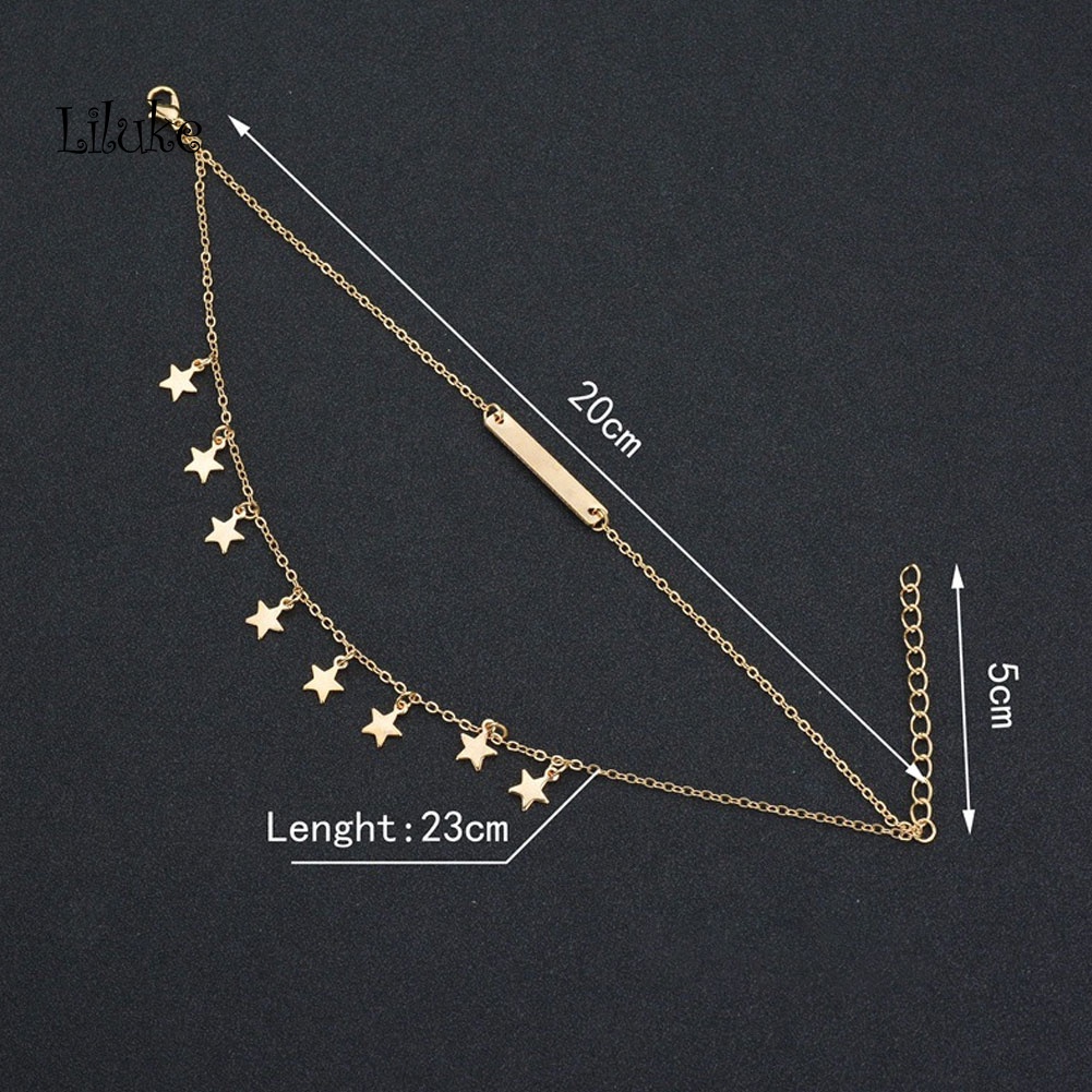 Lắc Chân Hợp Kim Hai Lớp Trang Trí Ngôi Sao Xinh Xắn Cho Nữ