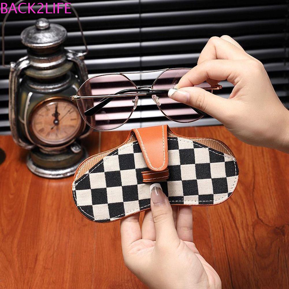 Hộp Đựng Mắt Kính Cầm Tay Bằng Da PU Họa Tiết Kẻ Sọc Caro Cho Nam 2Lia