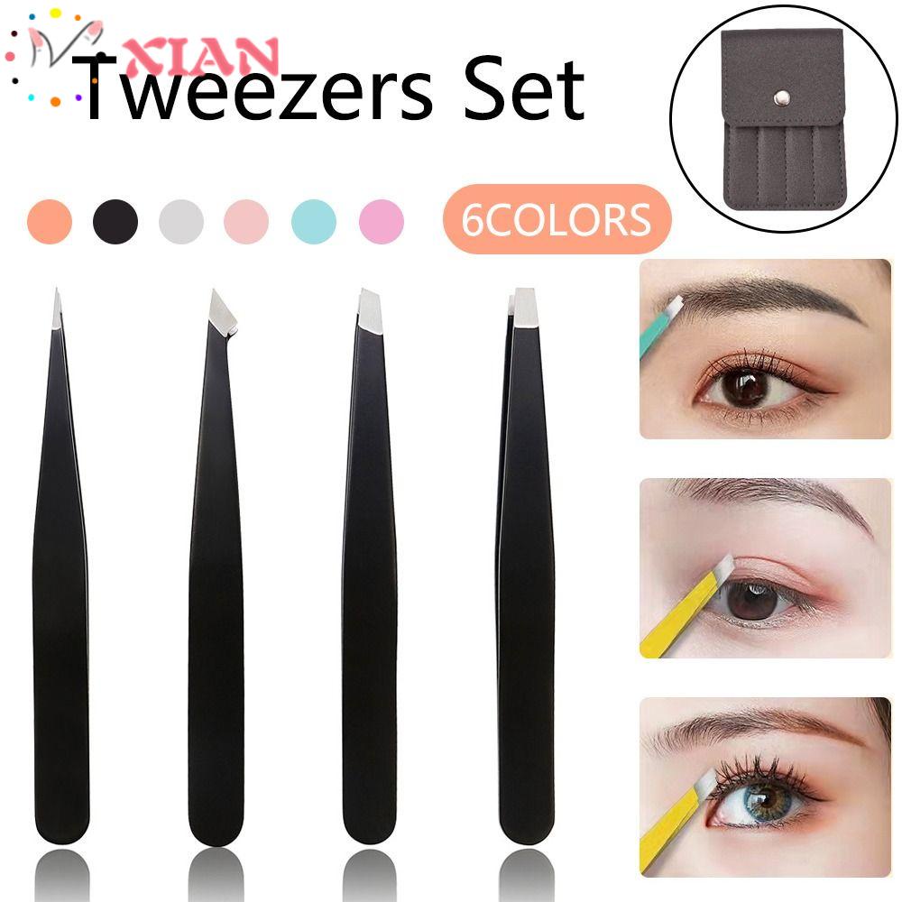 Bộ 4 Món Nhíp Gắp Lông Mày / Lông Mi Giả Nhiều Màu Sắc