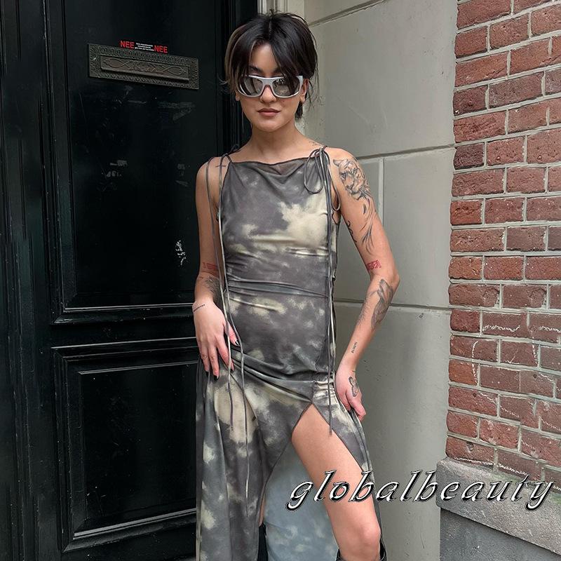 Đầm Dài Không Tay Màu Nhuộm Họa Tiết Thời Trang Mùa Hè Cho Nữ