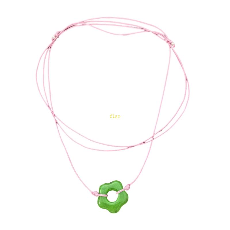 Flgo Vòng Cổ Choker Mặt Hoa Thắt Nút Tự Do Bằng Nhựa Resin Điều Chỉnh Được Thời Trang Cho G