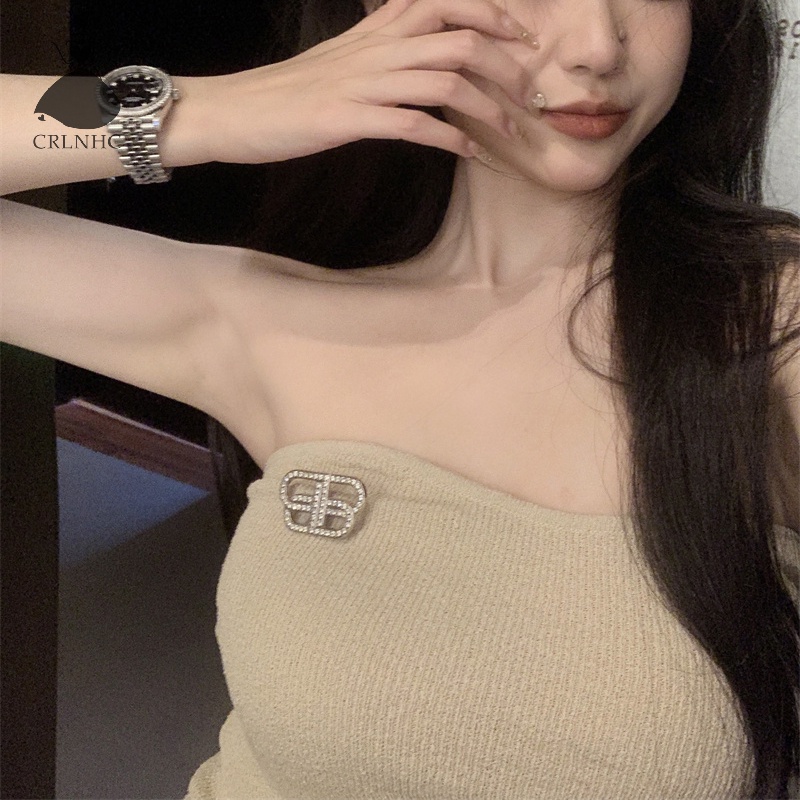 Áo Hai Dây Dệt Kim Màu Trơn Dáng Ôm Thời Trang Mùa Hè Quyến Rũ Cho Nữ