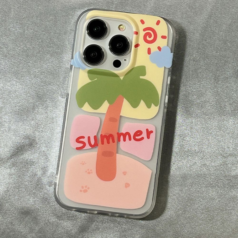 Ốp Điện Thoại TPU Mềm Chống Sốc Họa Tiết Cây Dừa Mùa Hè Cho IPhone 14 13 12 11 Pro Max X XR 8 7 Plus