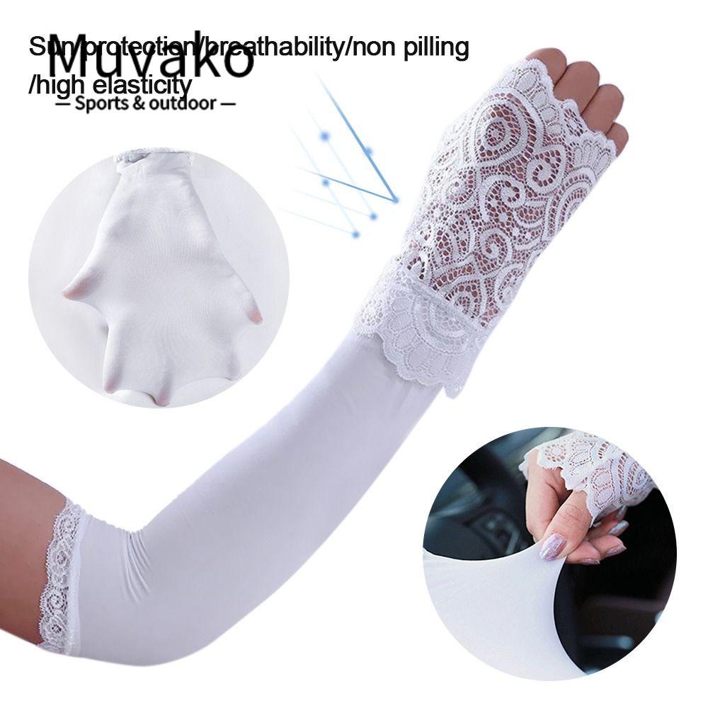 MUVAKO Găng Tay Ren Bảo Vệ Cánh Tay Chống Tia UV Cho Nữ