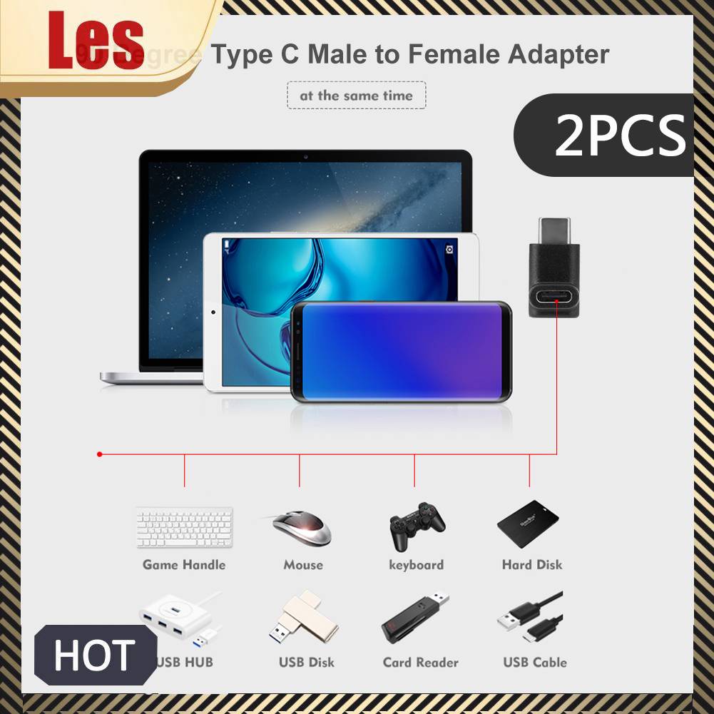 Bộ 2 Đầu Chuyển Đổi USB 3.1 Type C Đầu Đực Sang Đầu Cái 90 Độ