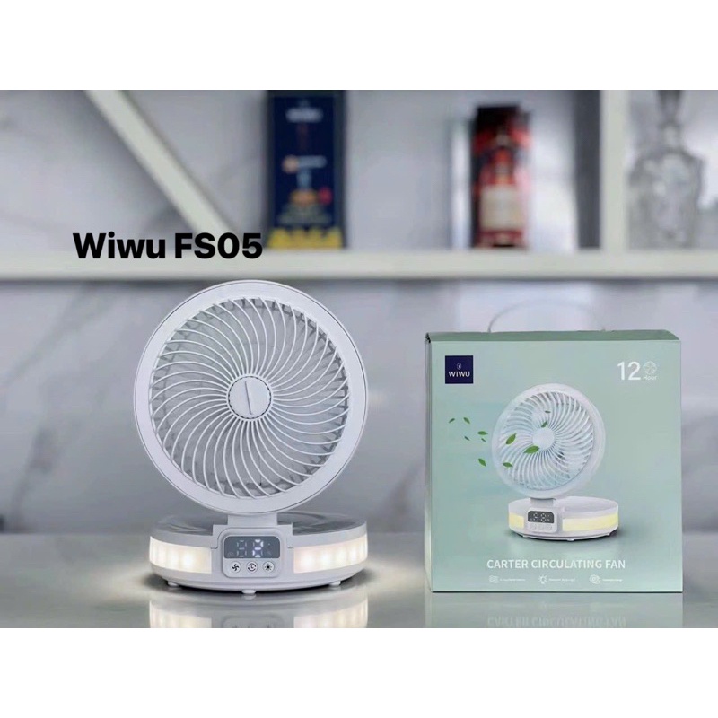 Quạt tích điện mini Gấp gọn Để bàn Wiwu Carter Circulating Fan FS05 chạy 12h liên tục