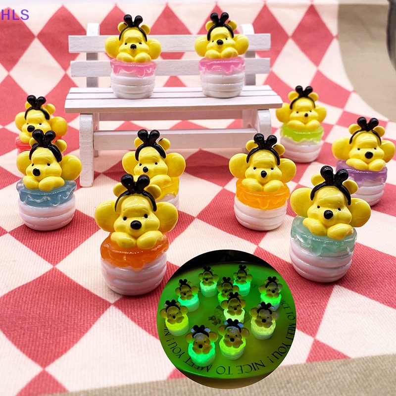 [HLS] Mặt Dây Chuyền / Móc Khóa / Mặt Đá Resin Mini Hình Chú Gấu Winnie Màu Dạ Quang DIY