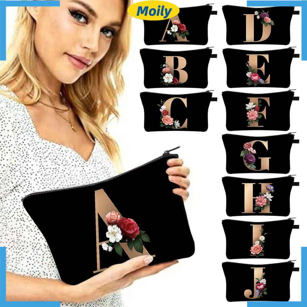 MOILYVN Túi Đựng Mỹ Phẩm Cầm Tay Sức Chứa Lớn In Chữ Tiện Dụng