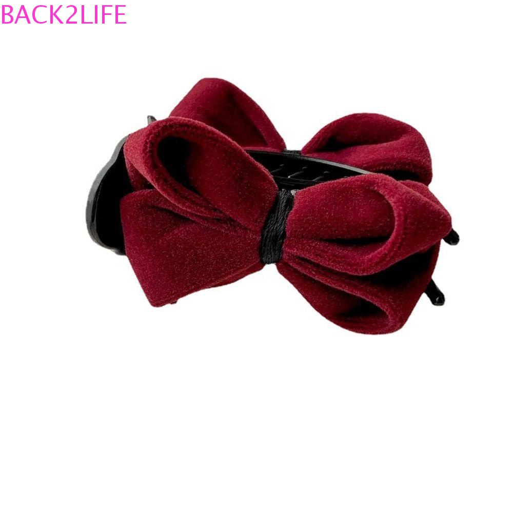 BACK2LIFE Kẹp Tóc Nơ Vải Nhung Thiết Kế Đơn Giản Sáng Tạo Cho Nữ