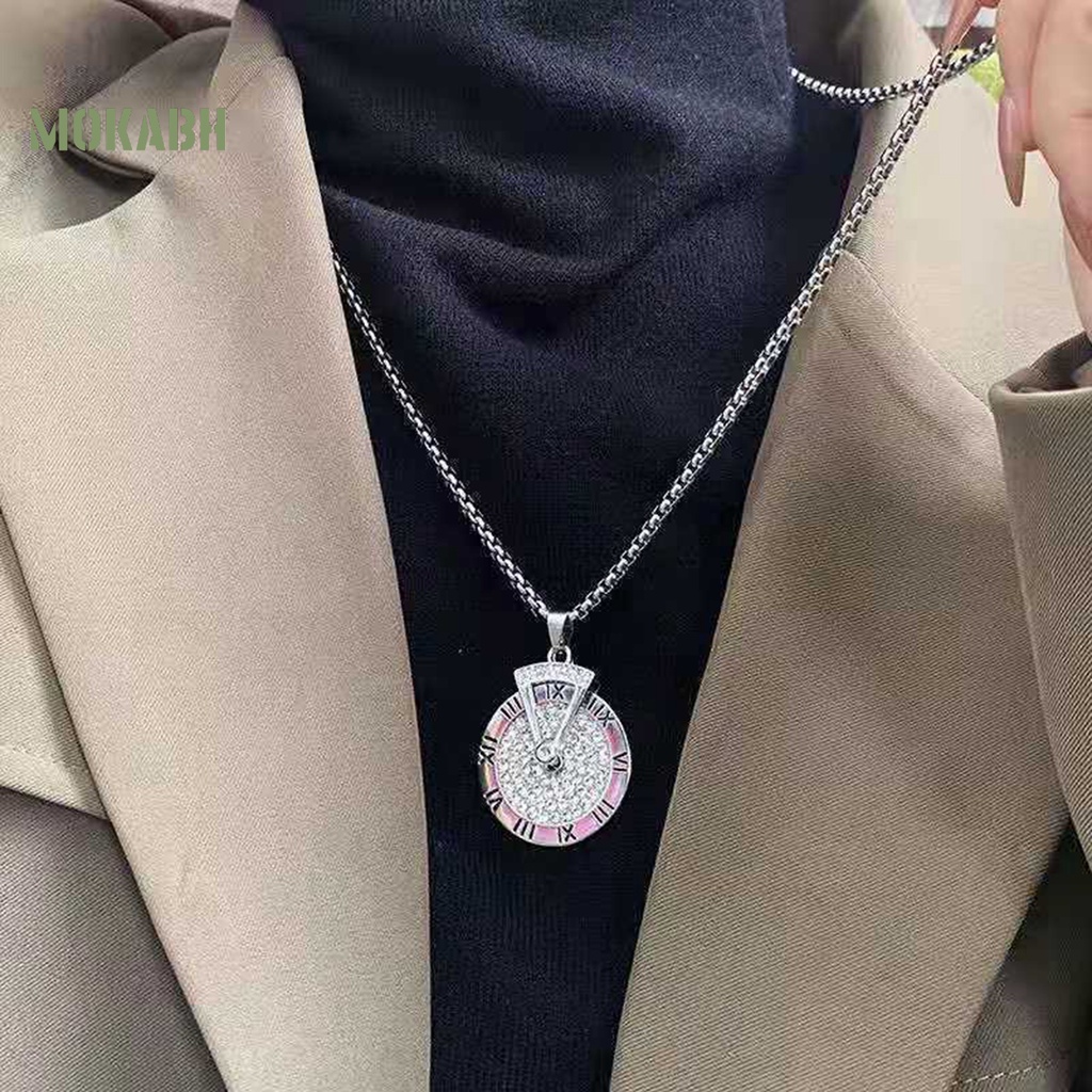 Vòng cổ Mặt Đồng Hồ Xoay Được Không Gây Dị Ứng Phong Cách Hip Hop Thời Trang Cho Nam Và Nữ
