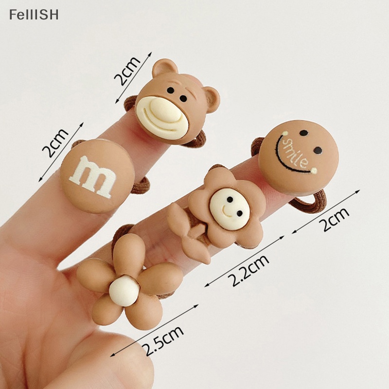 Set 10 Dây Cột Tóc Co Giãn Hình Động Vật Hoạt Hình Dễ Thương Cho Bé Gái 439br