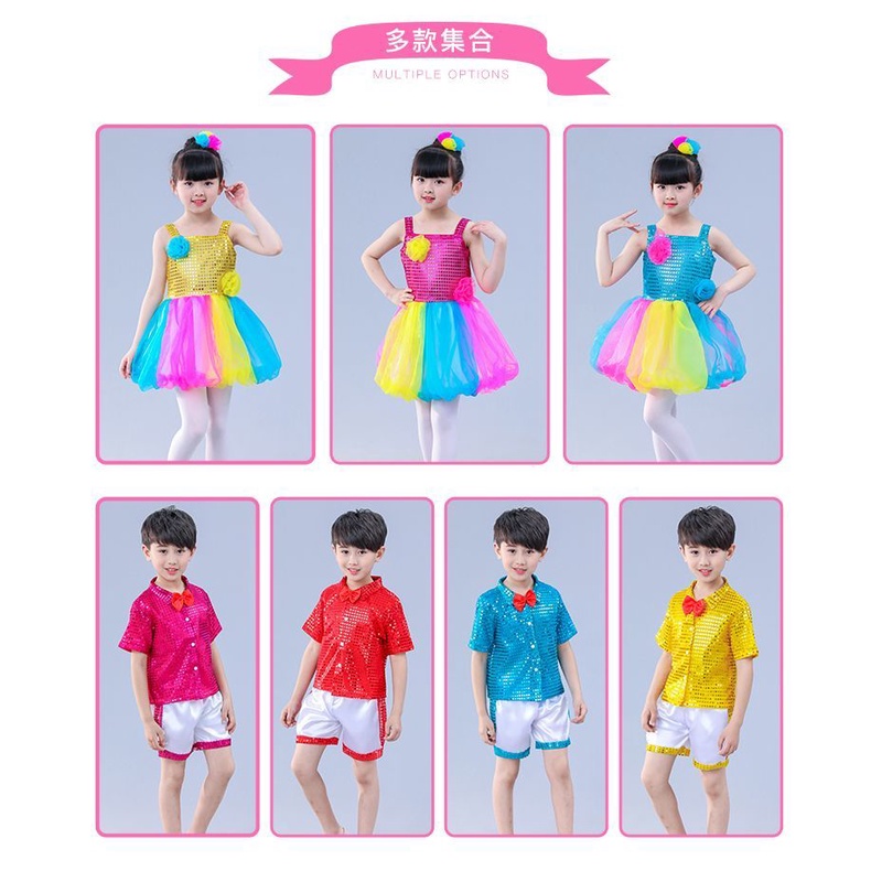 Trẻ em trẻ em váy pettiskirt biểu diễn trang phục cô gái công chúa váy hợp xướng mẫu giáo khiêu vũ váy lưới sequined váy biểu diễn mặc