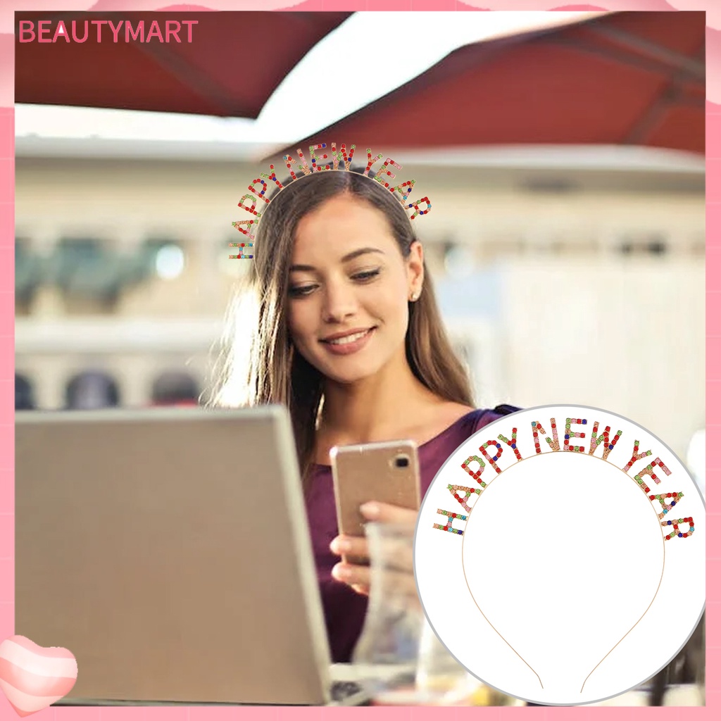 Băng Đô Cài Tóc Co Giãn Chống Trượt Đính Đá Lấp Lánh Mừng Năm Mới