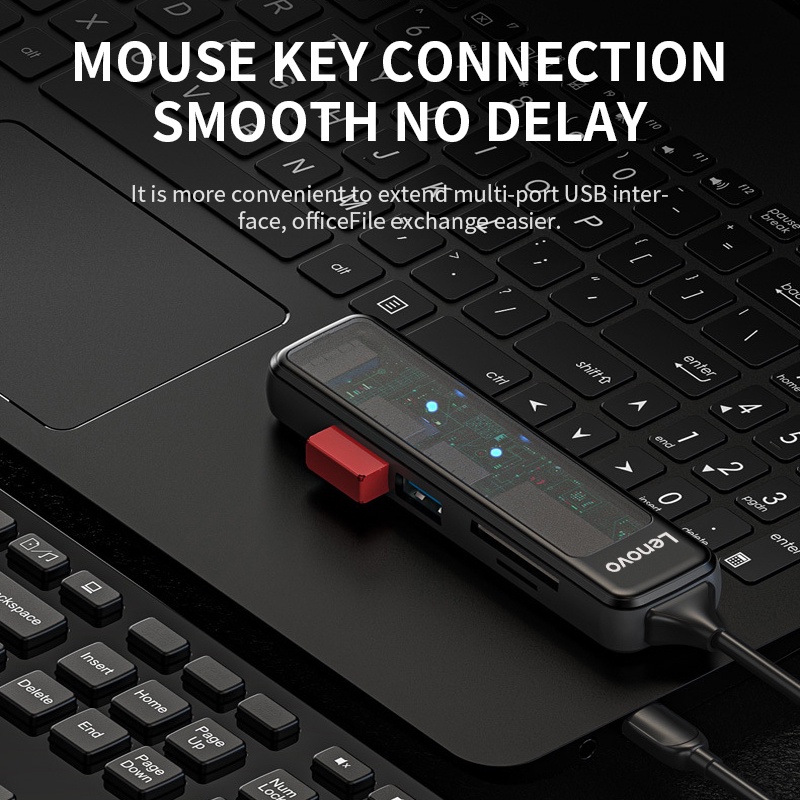 LENOVO Bộ Hub USB 3.0 Truyền Dữ Liệu 5 Trong 1 Cho PC / Laptop