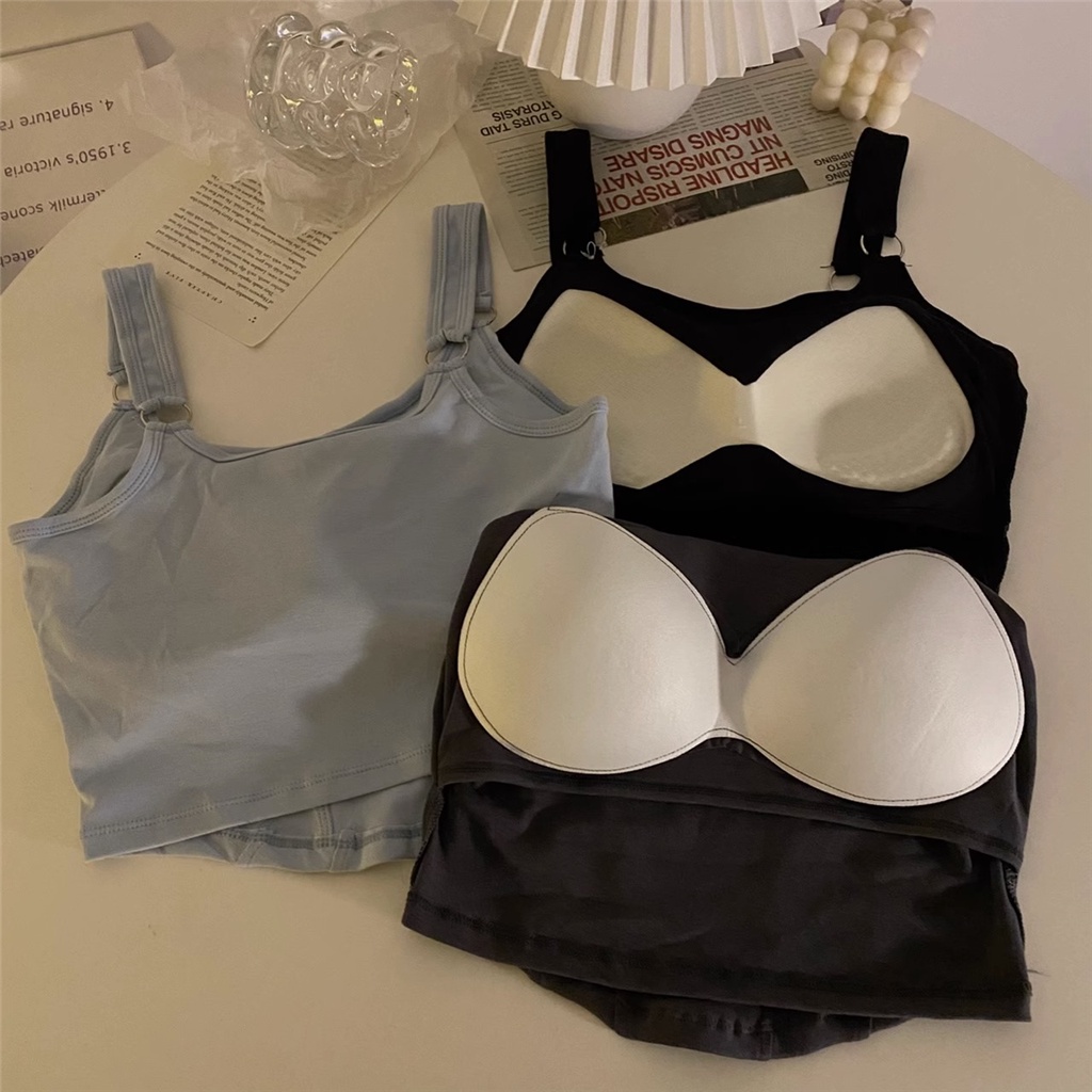Áo Ngực Thể Thao Cotton Một Mảnh Có Mút Đệm Phong Cách Trẻ Trung Dành Cho Nữ