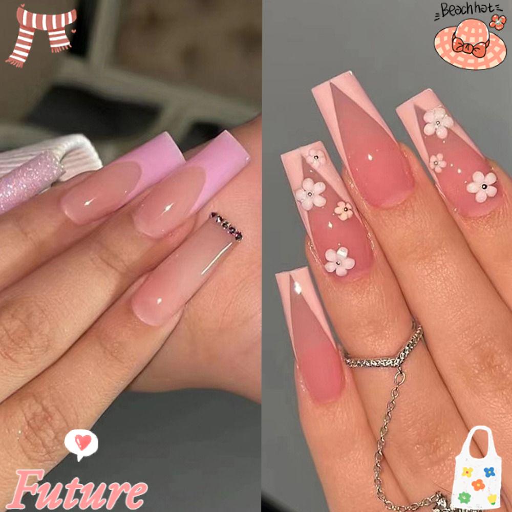 FUTURE Bộ 24 Móng Tay Giả Che Phủ Toàn Diện Tháo Rời Được DIY