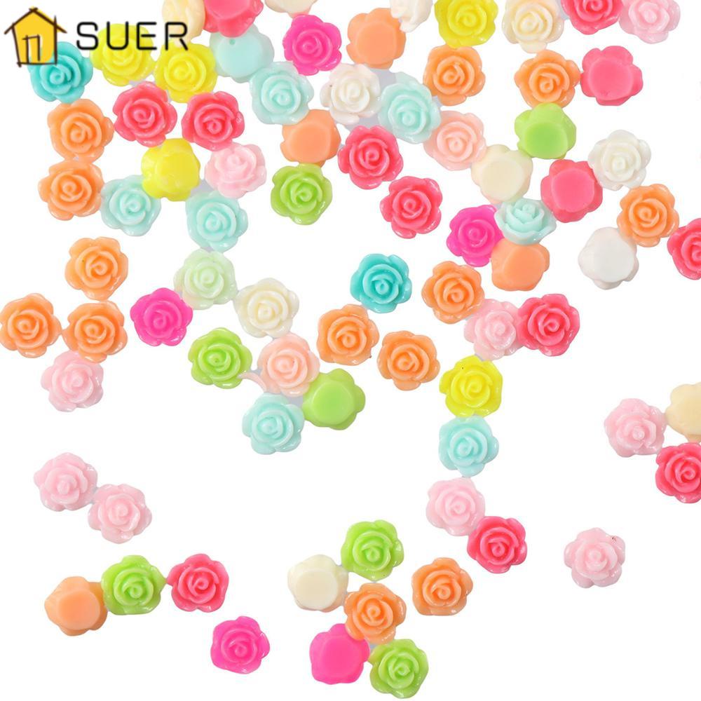 SUENIN Kẹp Tóc Nhựa Hình Hoa Đính Hạt Nhựa resin charms