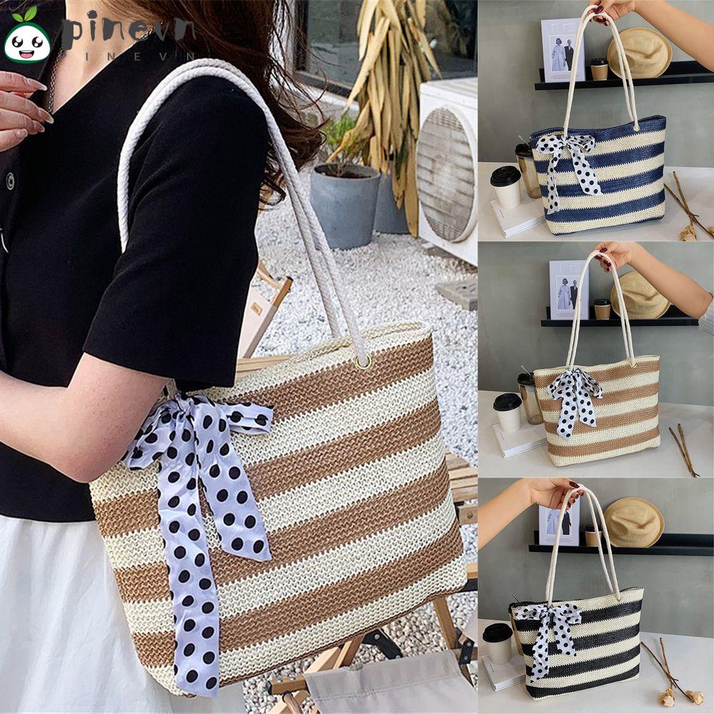PINEVN Túi Xách Đan Cói Cỡ Lớn Thời Trang Đi Biển Mùa Hè
