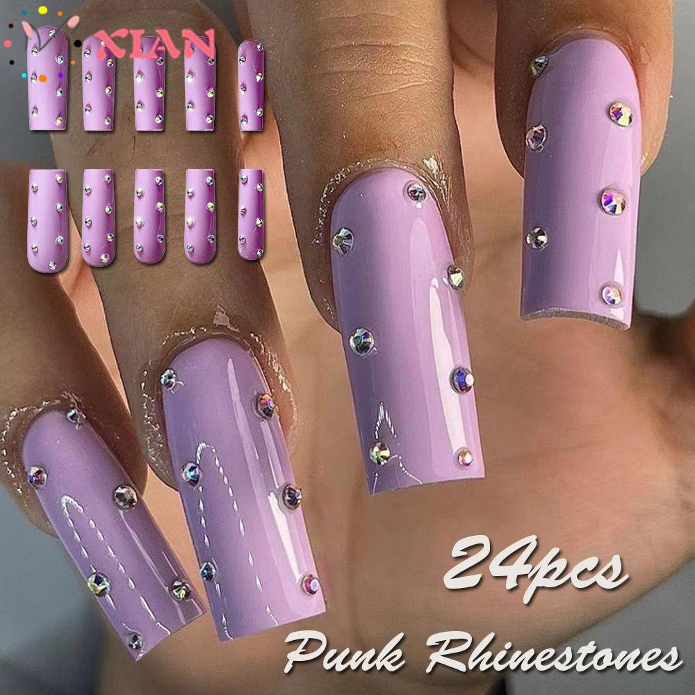 XIANTIN Set 24 Móng Tay Giả Đính Đá Lấp Lánh