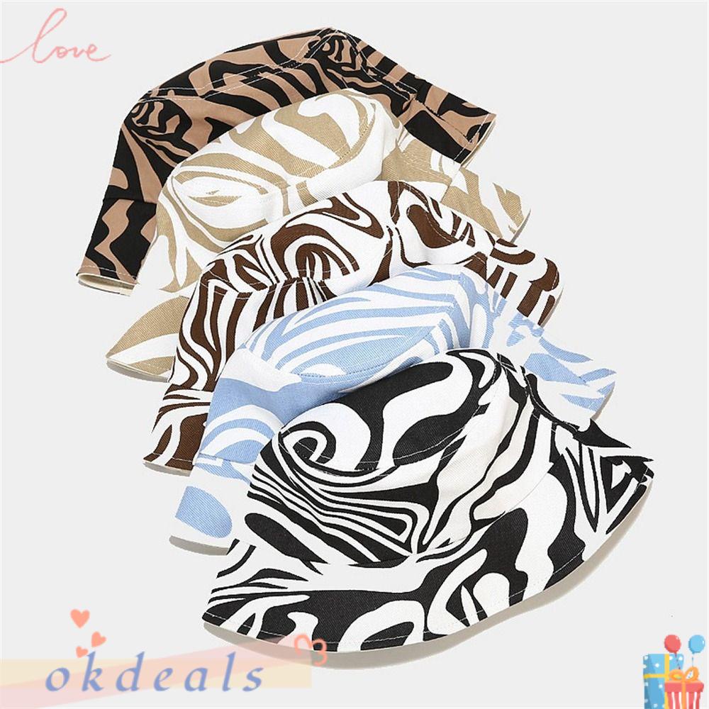 OKDEALS Mũ Bucket Chống Nắng Hoạ Tiết Kẻ Sọc Thời Trang Mùa Hè