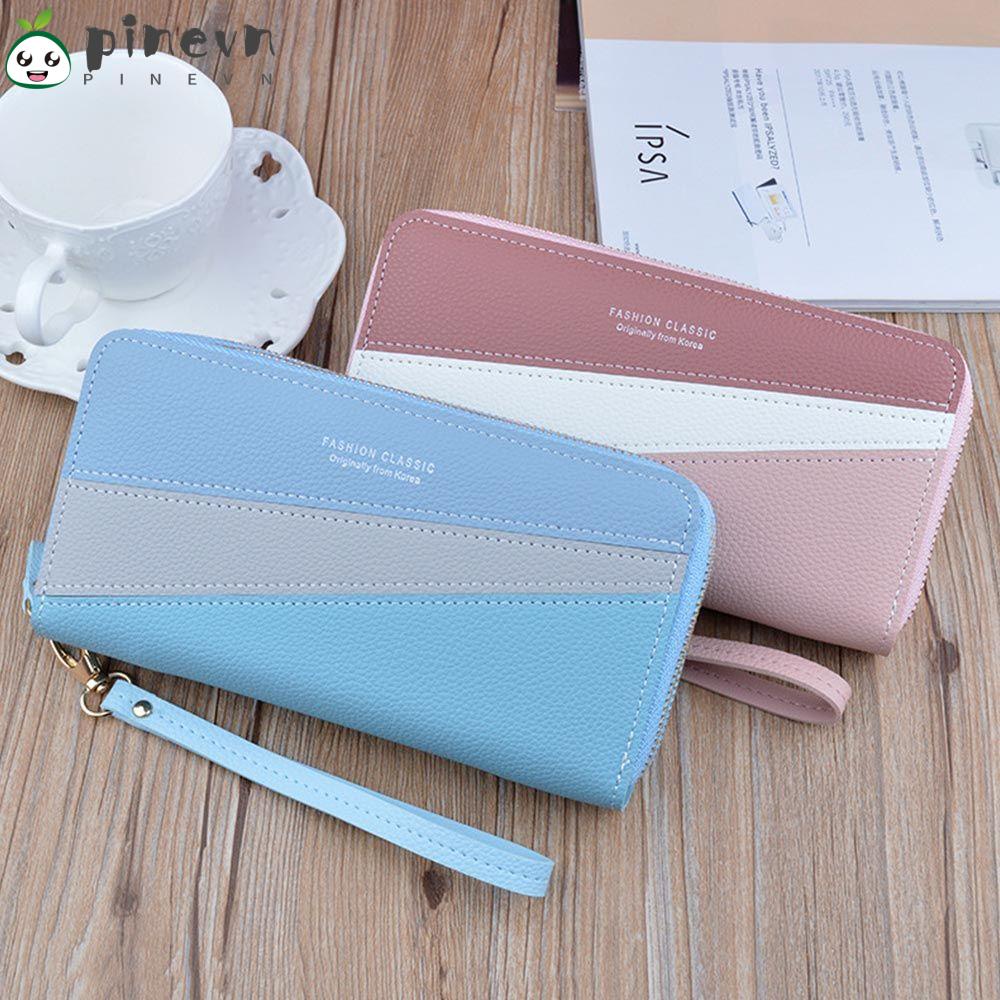PINEVN Ví Đựng Tiền Xu Nhiều Ngăn Có Khóa Kéo Tiện Lợi Giá Đỡ