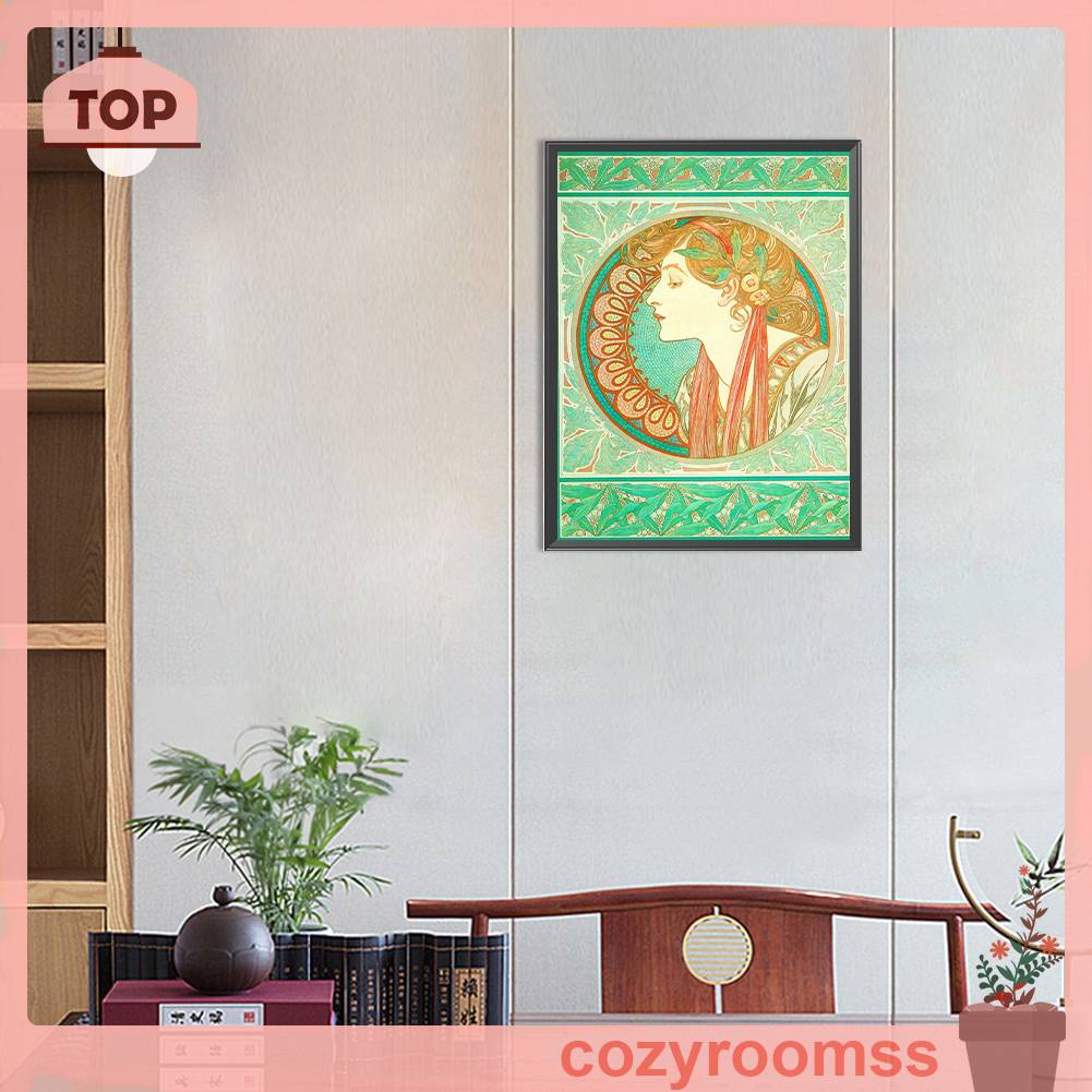 Bộ Tranh Đính Đá 5D Họa Tiết Alphonse Maria Mucha Độc Đáo DIY Dùng Trang Trí