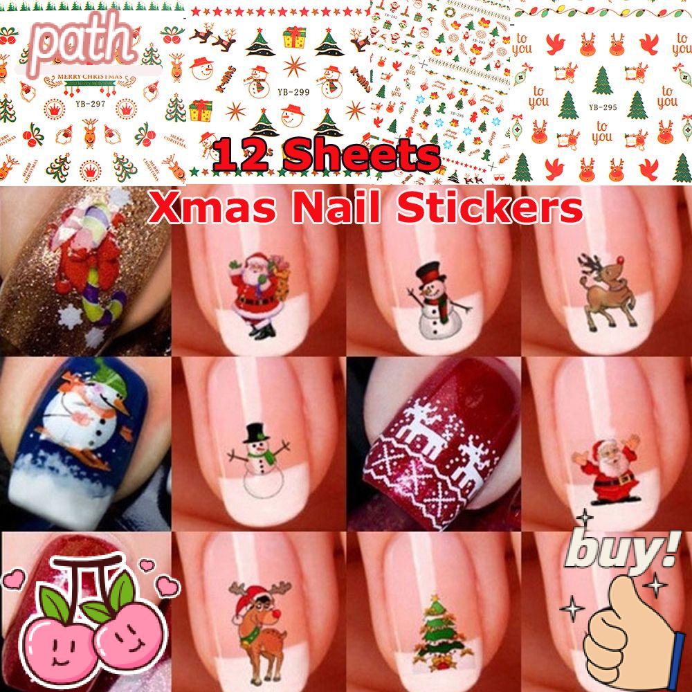 Set 12 Tấm Hình Dán Móng Tay Dễ Thương