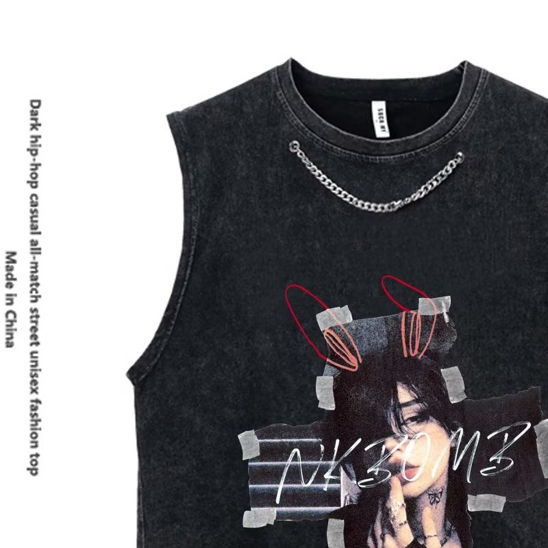 Áo Ba Lỗ Cotton In Nhân Vật Hoạt Hình Chất Lượng Cao Phong Cách Hip Hop Đường Phố Cho Nam Nữ