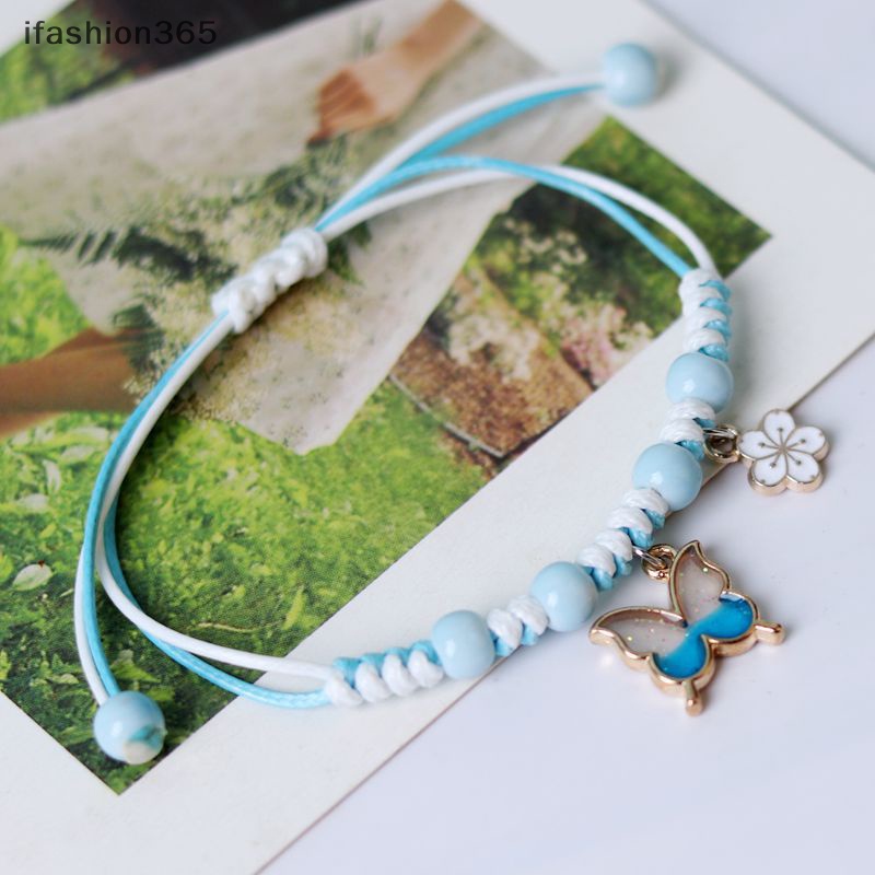 Vòng Tay Dây Bện Mặt Hình Bướm Màu Tím / Hồng Tùy Chỉnh Thời Trang ifashion365 Cho Nam Và Nữ