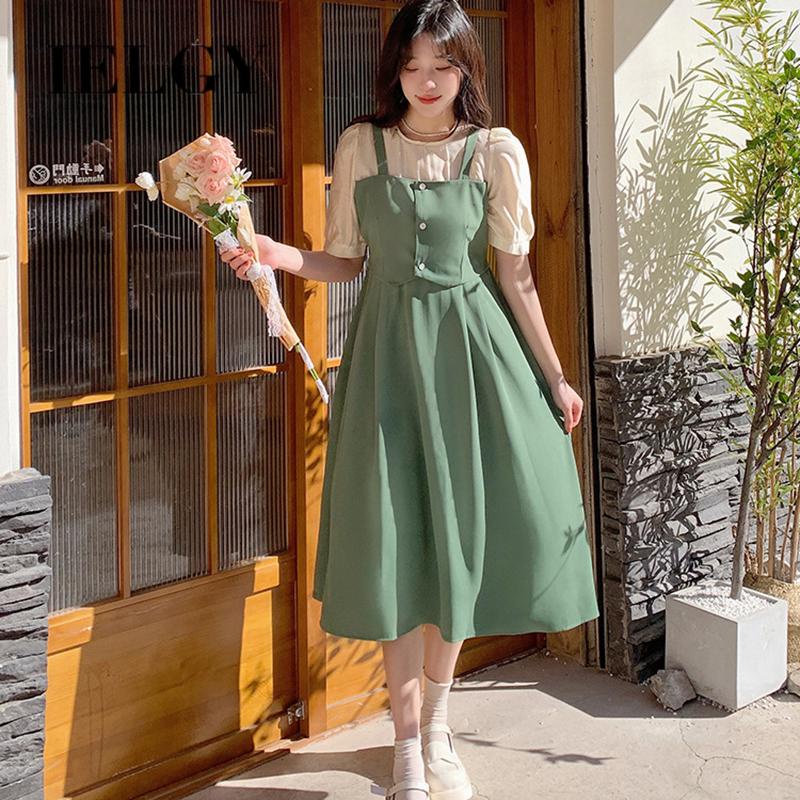 Đầm Dài Trung Bình IELGY Thiết Kế Cao Cấp Phong Cách Pháp Thời Trang Cho Nữ