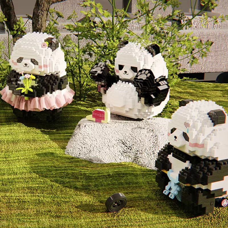 Bộ Đồ Chơi Lắp Ráp Hình Hoa Lan / Gấu Trúc Dễ Thương Dành Cho Bé Trai Gái