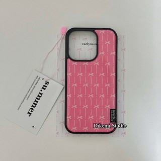 Ốp điện thoại khung đen mềm nơ hồng Hàn Quốc cho iphone 17 / 16 / 15pro / 13pro / 14promax / 13promax / 12 / 11 / xsmax / xr vỏ bảo vệ điện thoại di động