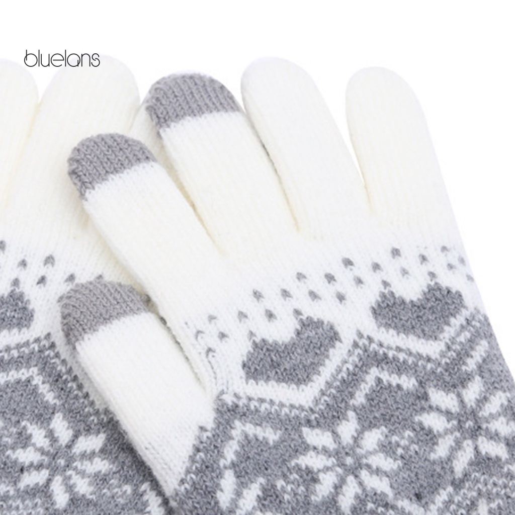 1 Đôi Găng Tay Len Hở Ngón Họa Tiết Bông Tuyết Thời Trang Thu Đông Cho Nữ