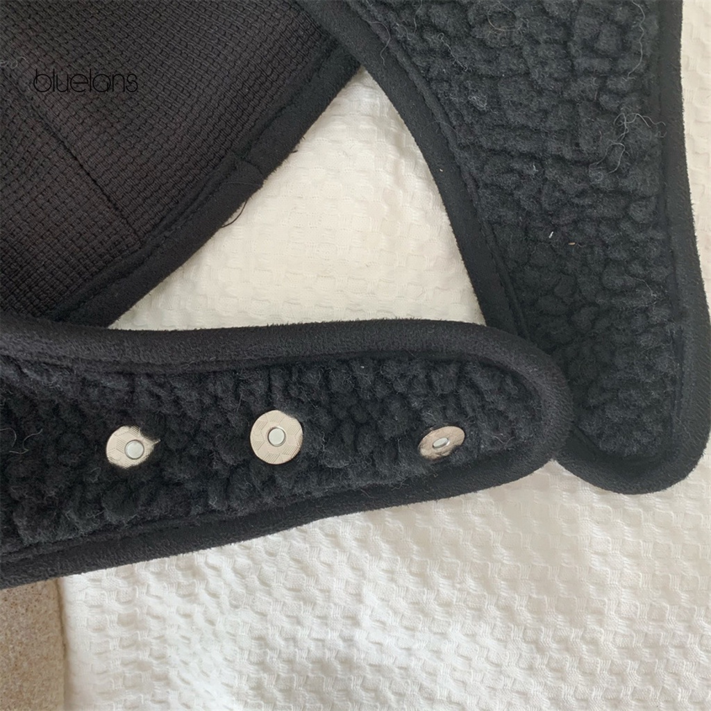 Mũ Mùa Đông Mềm Mại Màu Trơn Cài Nút Hình Gấu Có Thể Điều Chỉnh Cho Nam Nữ