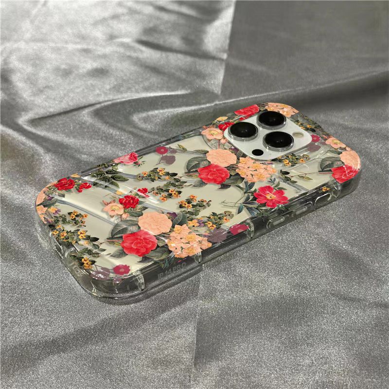 Ốp Điện Thoại Mềm Trong Suốt Họa Tiết Hoa Retro Cho Iphone 14Promax 1312 / 11 7 / 8plus xr / sins VIK8