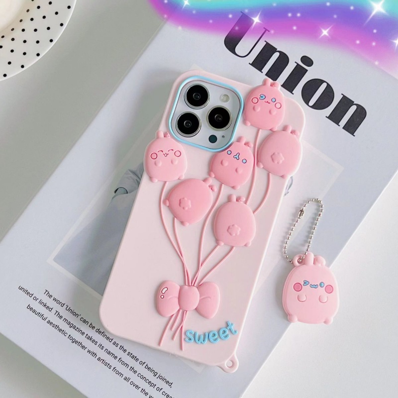 Ốp Điện Thoại Mềm In Hình Thỏ Và Bong Bóng Cho Iphone 14 Pro max 13 Pro max 12 / 11 Pro XS / Xr / 78P