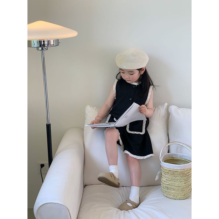 Cô gái ren jumpsuit mùa hè mới bé gái Hàn Quốc jumpsuit phong cách phương Tây mỏng áo búp bê không tay