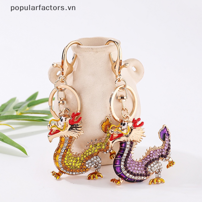 Móc Khóa Hình Rồng Hoạt Hình Đính Đá Phong Cách Trung Hoa