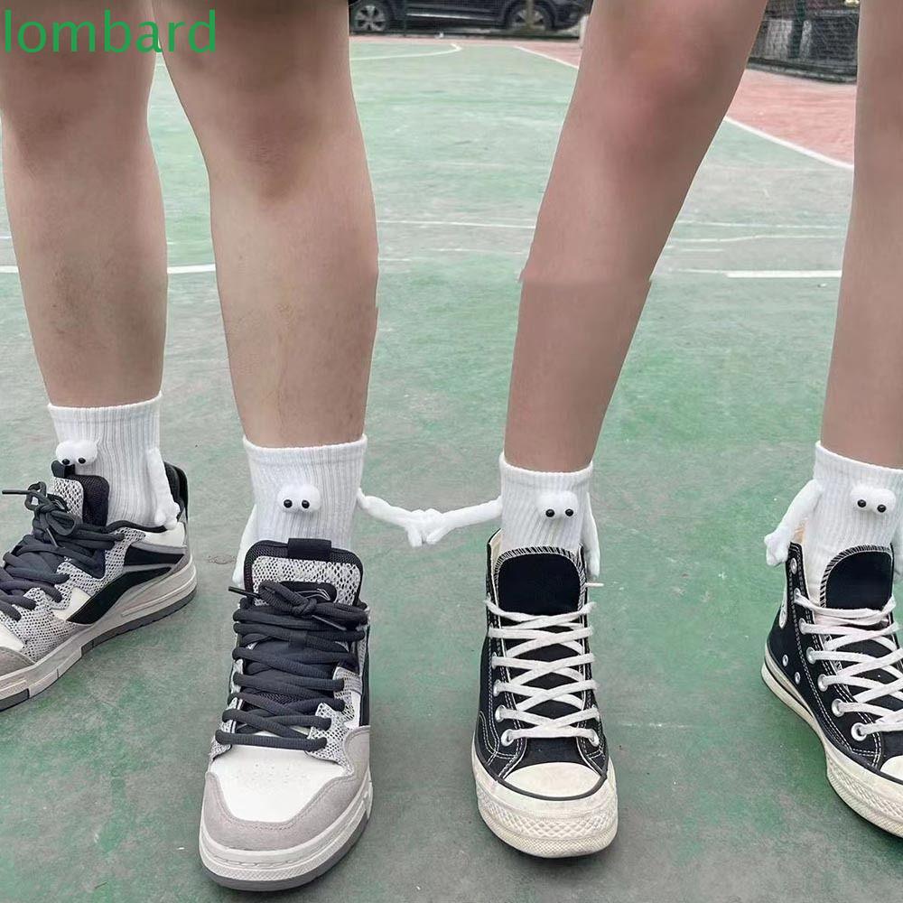 Vớ Mắt Cá Chân Màu Trắng / Đen Họa Tiết Hoạt Hình Phong Cách Harajuku Cho Cặp Đôi