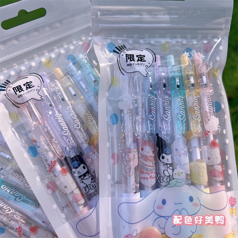 SANRIO Set 6 Bút Mực Gel Mực Đen Nhanh Khô