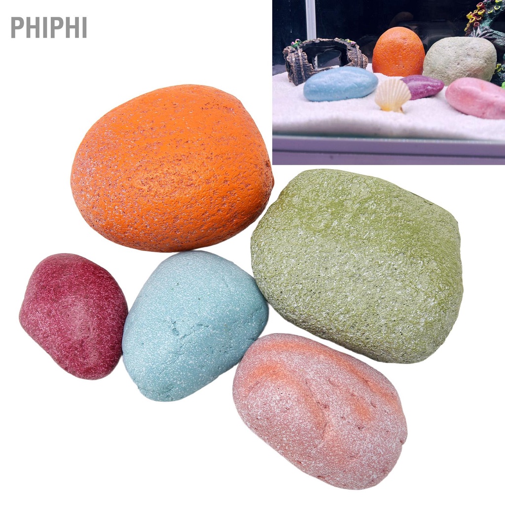PHIPHI Có hàng sẵn 5 Chiếc Bể Cá Trang Trí Đá Màu Sáng Tạo Cảnh Quan Sông Tự Nhiên Cho