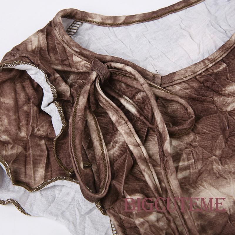 Áo Thun Ngắn Tay In Màu Nhuộm Loang Kiểu Retro Thời Trang Mùa Hè Cho Nữ