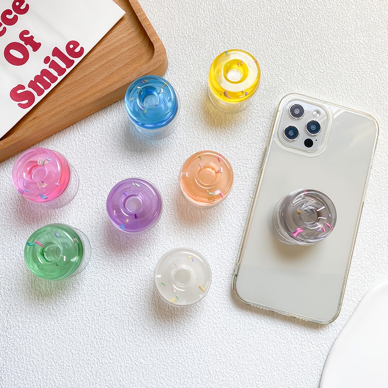 Miếng Dán Trong Suốt 8 Màu Hình Bánh Donut Mini Không Thể Tháo Rời Hỗ Trợ Xem TV Cho iPhone Samsung OPPO VIVO Huawei Redmi Xiaomi