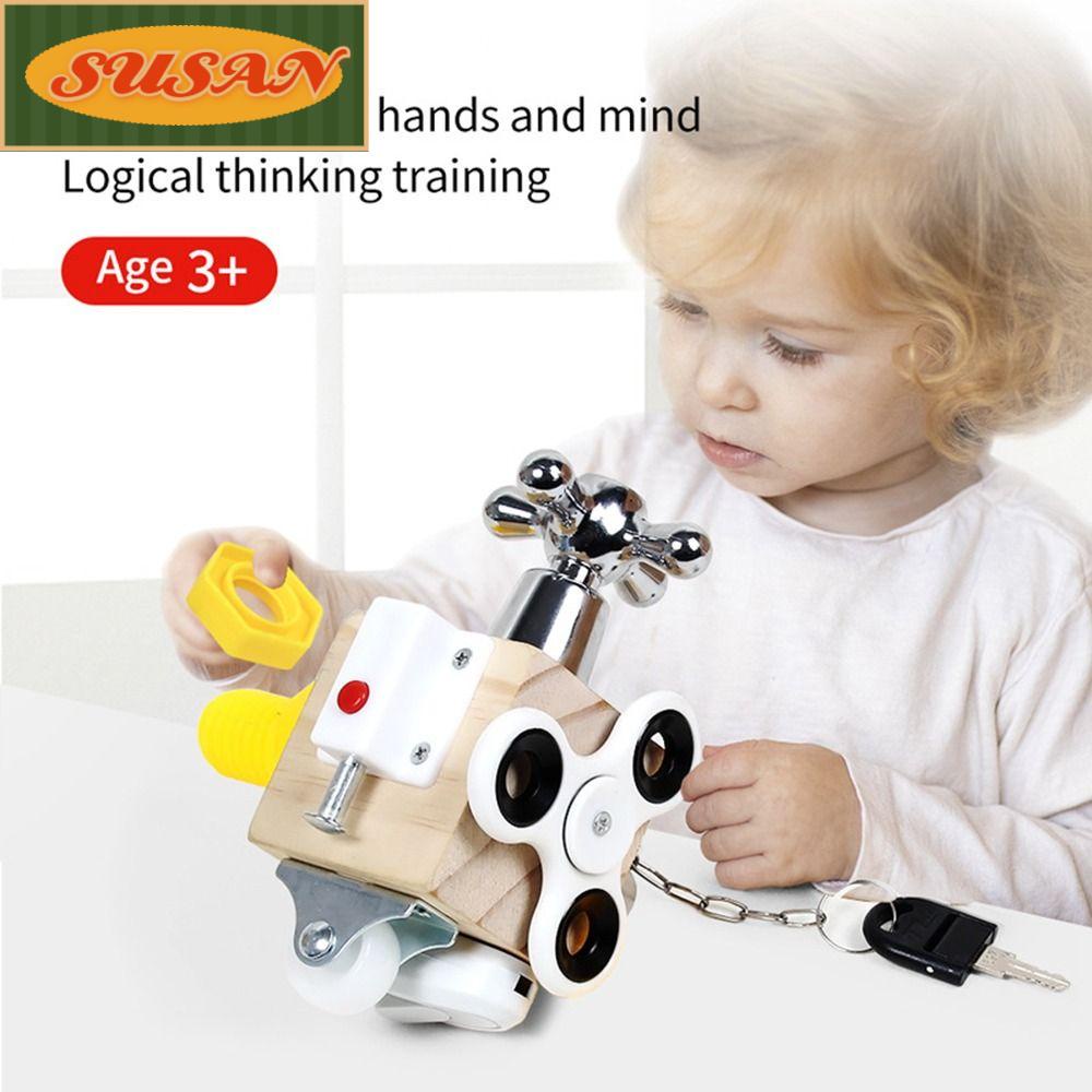SUSANS Hộp Khóa Khối Gỗ Luyện Tập Rảnh Tay Cho Trẻ Em