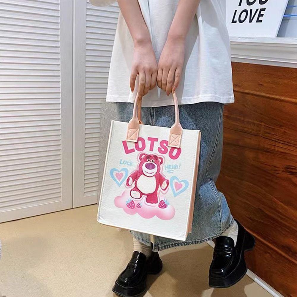 Túi Đeo Vai Đi Học In Họa Tiết Hoạt Hình Trái Tim / Gấu Dễ Thương Thời Trang Cho Nữ