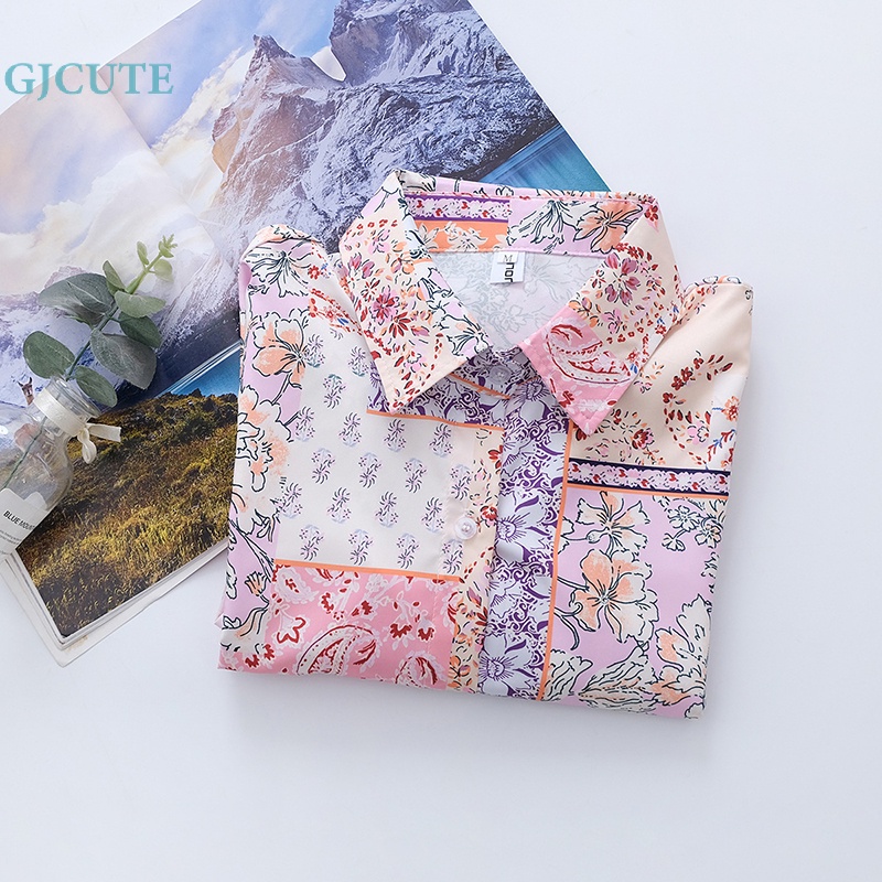 Áo Sơ Mi Tay Dài Dáng Rộng In Họa Tiết Hoa Thời Trang Mùa Hè Xinh Xắn Cho Nữ