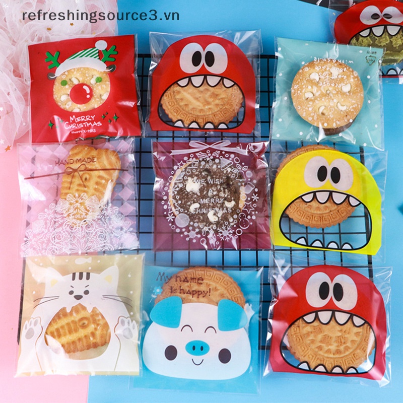 Set 100 Túi Đựng Bánh Kẹo Tự Dính Họa Tiết Hoạt Hình Dễ Thương 3.vn